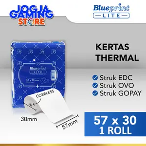 KERTAS THERMAL ROL STRUK KASIR PARKIR BLUEPRINT LITE 57x30 58x30 1 ROL