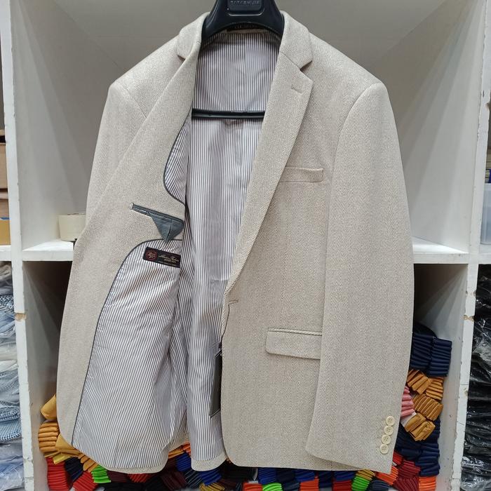 Gambar blazer pria casual slimfit jas pria cream mewah bahan wool import dari NAKCOGA Kota Administrasi Jakarta Selatan Tokopedia