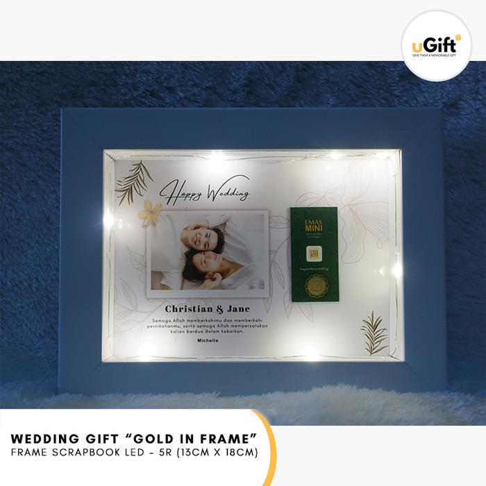 Gambar Kado Pernikahan Wedding Gift Logam Mulia Emas Mini Frame Scrapbook 5R dari uGift Jakarta Barat Tokopedia