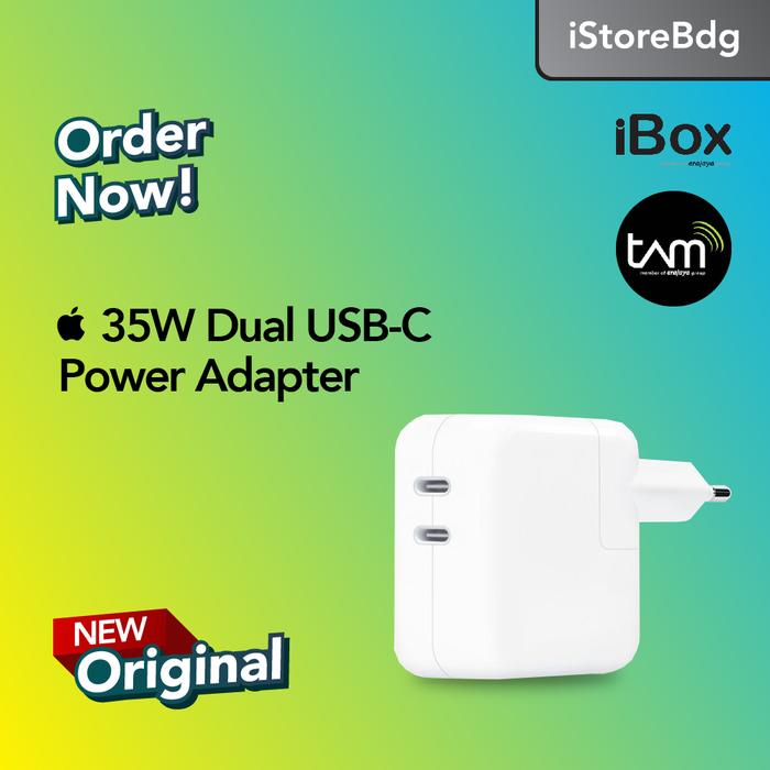 Gambar Apple 35W Dual USB-C Power Adapter Charger iPhone Original TAM / iBox dari istorebdg Kota Bandung Tokopedia