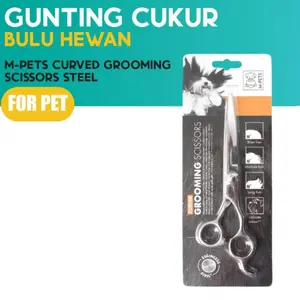 M-Pets Grooming Curved Scissor Steel / Gunting Melengkung Bulu Hewan