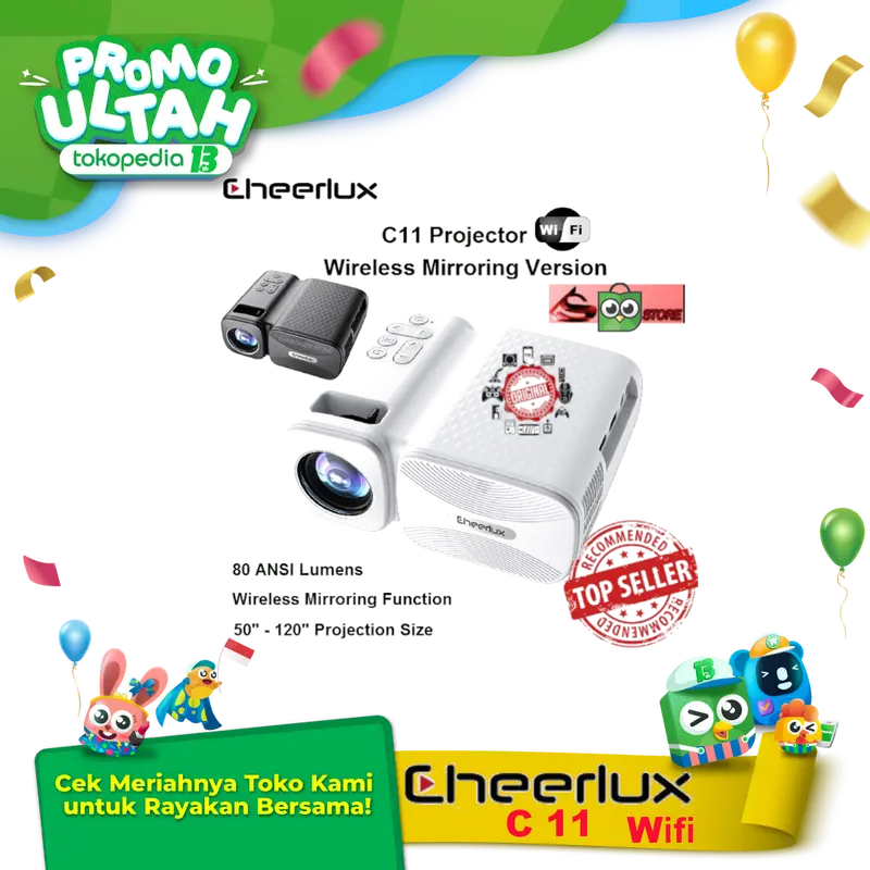 Cheerlux C11 Portable Wifi Bluetooth Mini proyektor LED 2000 Lumens 4