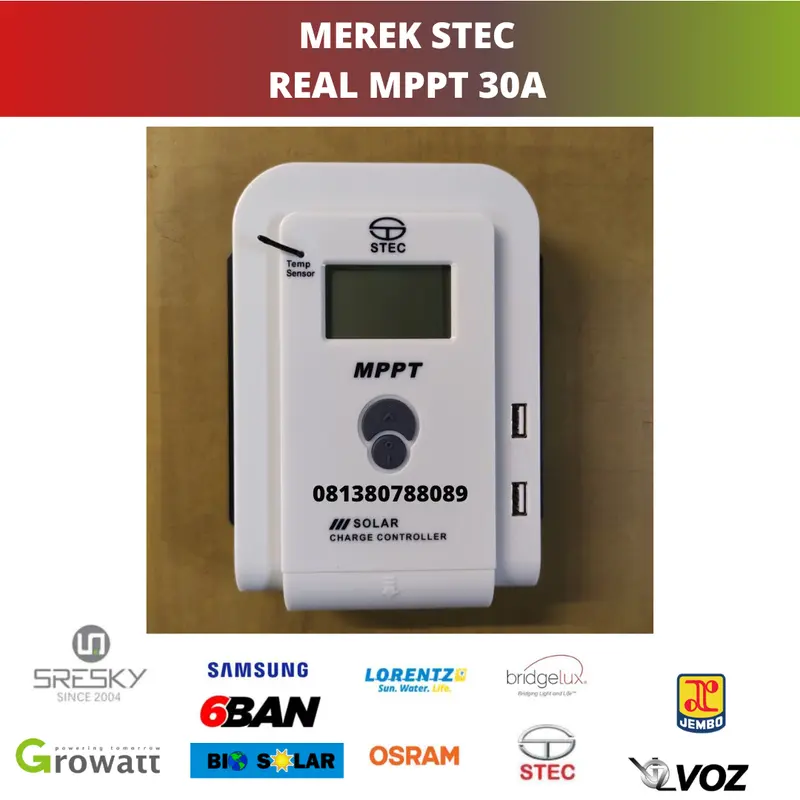 MPPT SOLAR CHARGE CONTROLLER 30A STEC 12V 24V ASLI 0