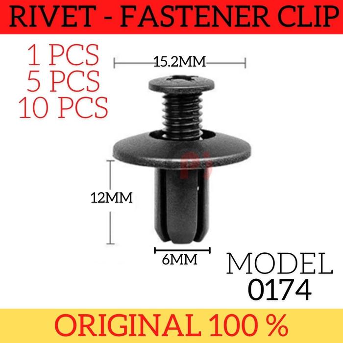 Jual Baut Rivet 0174 Klip Mobil Motor Car Push Fasteners Clip 15.2 x ...