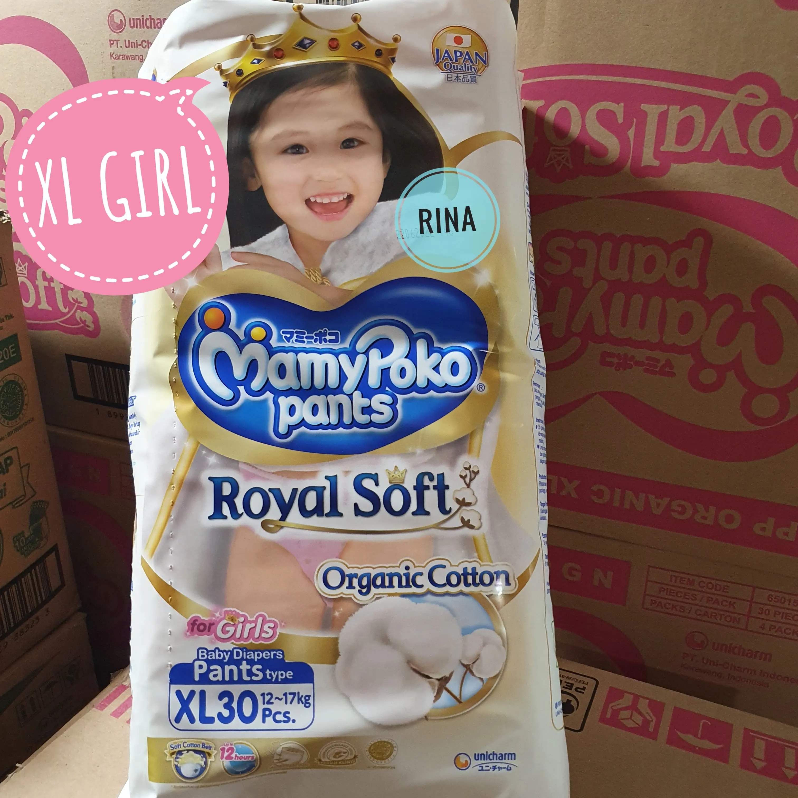 Mamypoko Mamy Poko Pants Royal Soft Extra Soft Extrasoft XL 30 Girl