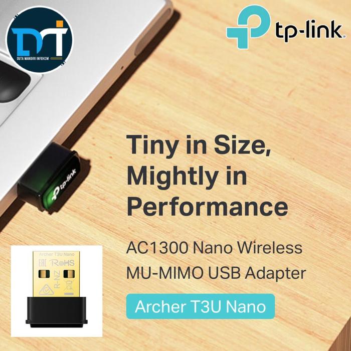 Gambar TP-Link Archer T3U Nano AC1300 Nano Wireless MU-MIMO USB Adapter dari Duta Mandiri Infokom Kota Administrasi Jakarta Pusat Tokopedia