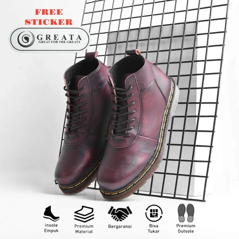 Jual Sepatu Boots Pria GREATA Svend 02 Maroon Series 0