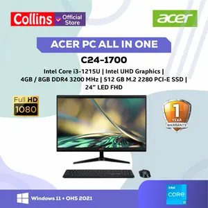 ACER PC ALL IN ONE C24-1700 i3-1215U SSD 512GB 23,8" FHD IPS OHS W11