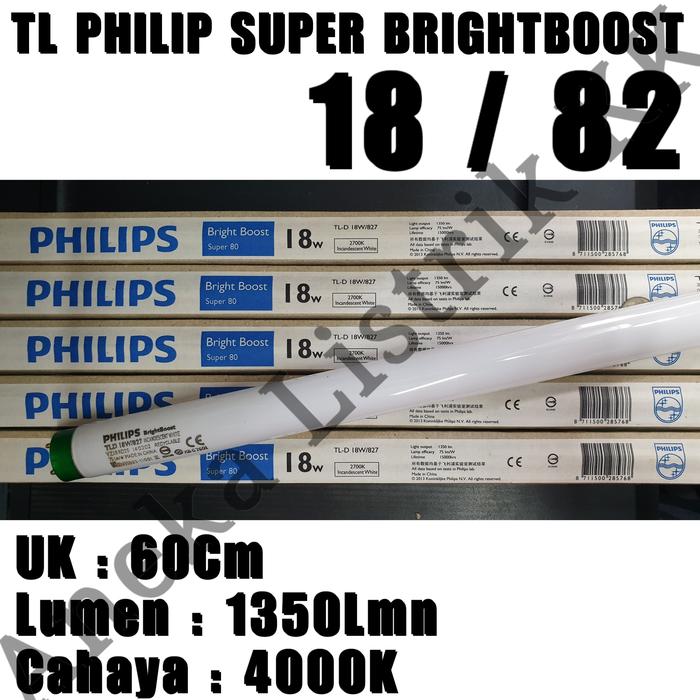 Gambar PHILIPS TL 18W 82 2700K KUNING BRIGHTBOOST SUPER 80 T8 NEON 18 W 60CM dari Aneka Listrik KK Kota Administrasi Jakarta Pusat Tokopedia