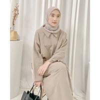 Gambar Anaya Midi Dress Wanita Muslim Korea Jumbo Polos Lengan Panjang dari Mydearstore Kab. Bandung 2 Tokopedia