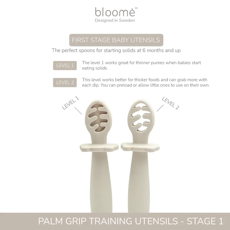 BLOOME Baby Palm Grip Training Utensils - Stage 1 Silicone Dip Spoon 1