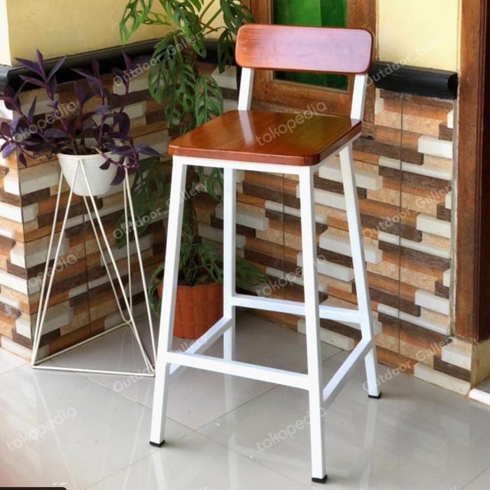 Gambar Kursi Bar Custom Minimalis Kursi Cafe Industrial Bar Chair Solid Wood dari Outdoor_Gallery Kab. Bogor Tokopedia