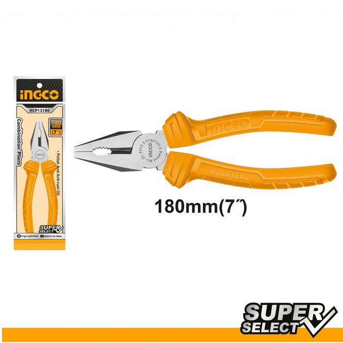 Gambar INGCO HCP12180 TANG KOMBINASI BASIC COMBINATION PLIERS 7 Inch / 180mm dari Pi Toserba Kota Medan Tokopedia