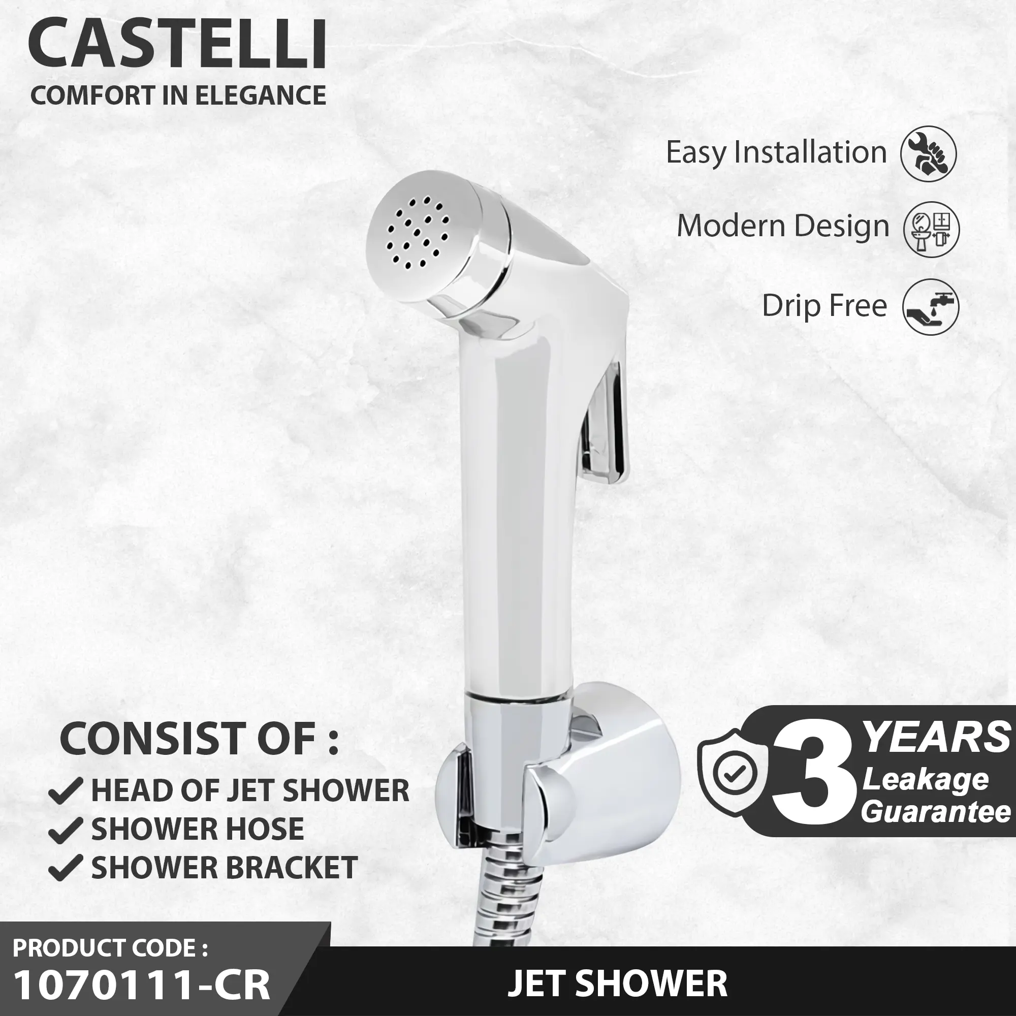 CASTELLI Shower Toilet Bidet Cebok JET SHOWER CHROME 1070111
