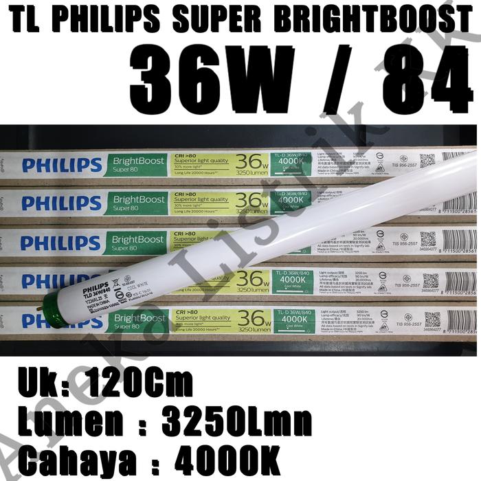 Gambar PHILIPS TL 36W 84 4000K BRIGHTBOOST SUPER 80 TLD NEON 36 W WATT 120CM dari Aneka Listrik KK Kota Administrasi Jakarta Pusat Tokopedia