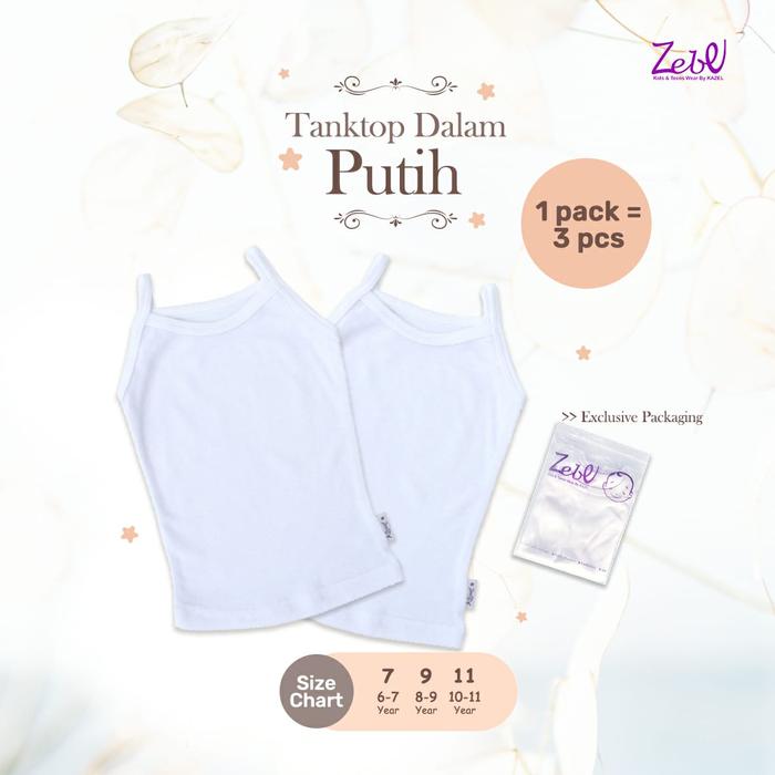 Gambar Zebe Tanktop Dalam Putih (3 pcs, Usia 6-11 tahun) dari Zebewearofficial Kota Administrasi Jakarta Utara Tokopedia
