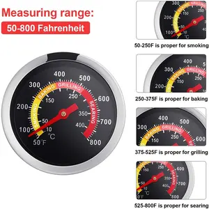 termometer oven BBQ grill roast panggang 450C-temperature gauge analog