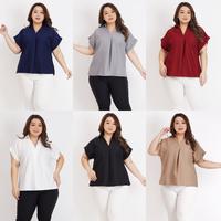 Gambar Blouse Vneck Wanita Jumbo Bigsize Polos Lengan Pendek 05 dari indopattern Kota Administrasi Jakarta Pusat 1 Tokopedia
