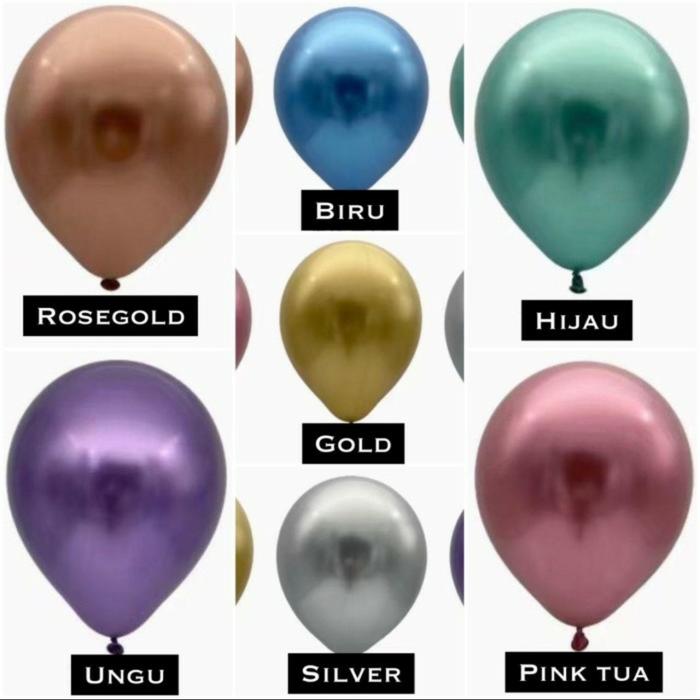 Gambar ( Per Pcs ) Balon Latex Metalik / Balloon Latex Metalik Chroom 12inch dari Grosir Laris Jakarta Timur Tokopedia