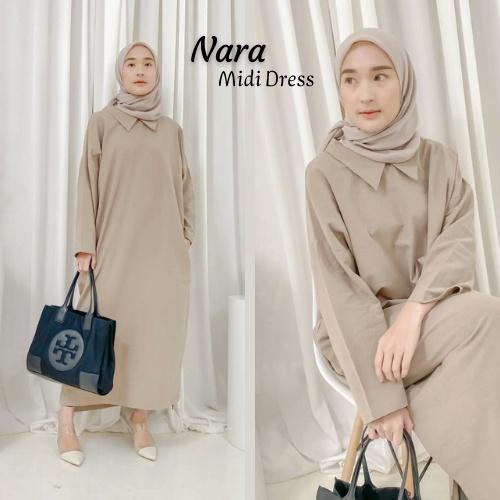 Gambar Anaya Midi Dress Wanita Muslim Korea Jumbo Polos Lengan Panjang dari Mydearstore Kab. Bandung Tokopedia