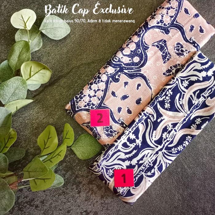 Gambar Kain Batik Cap Motif Sekarjagad Warna Cream Krem Biru Navy dari Batik Hamparan Berlian Kota Pekalongan Tokopedia