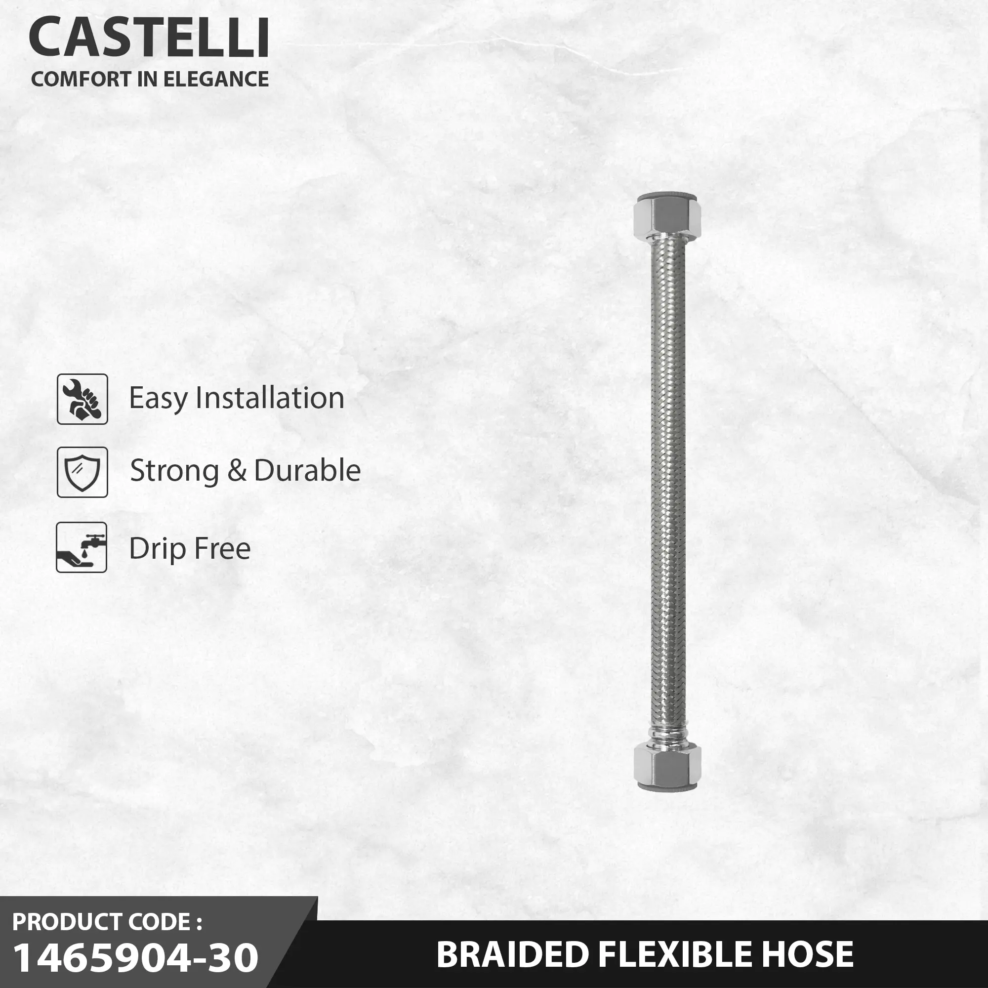 CASTELLI 1465904-30 Selang Shower Braided Flexible Hose 30cm