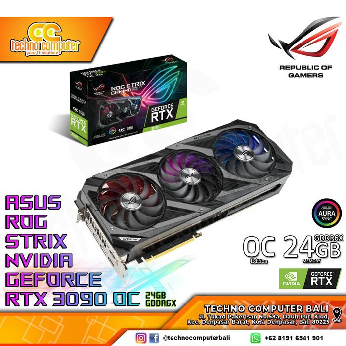Gambar ASUS ROG STRIX RTX 3090 OC 24GB GDDR6X dari Techno Computer Bali Kota Denpasar Tokopedia