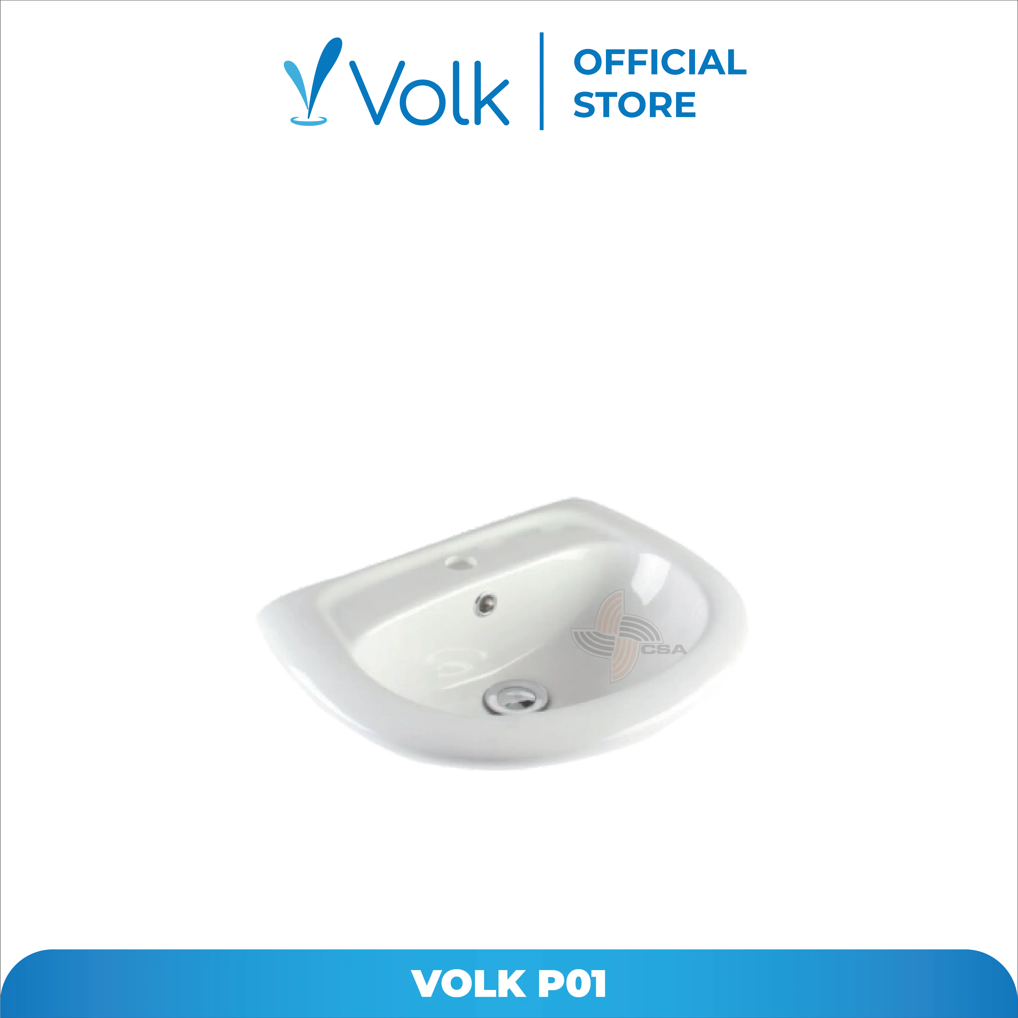 Volk Peony P01 Wall Hung Basin / Wall Hung Lavatory / Wastafel Gantung