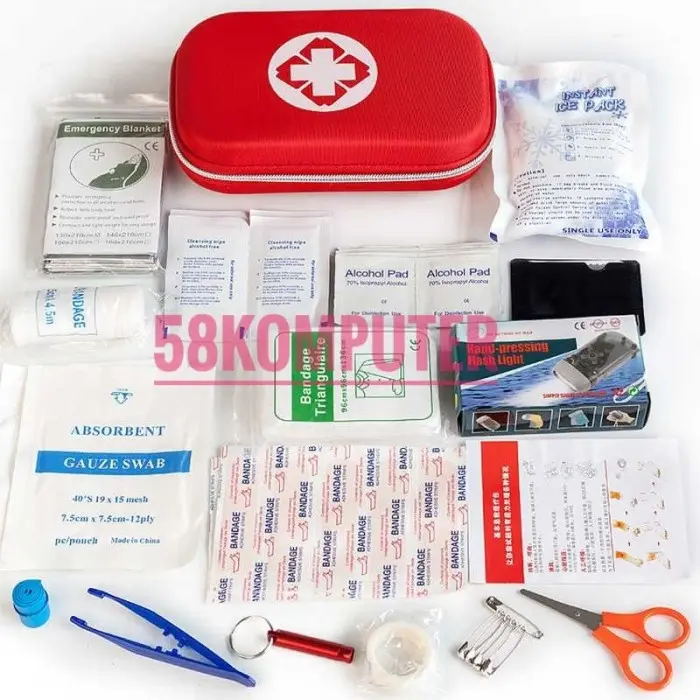Alat Medis P3K Isi Lengkap Dengan Tas Kotak First Aid Kit Mobil 18 in1 0