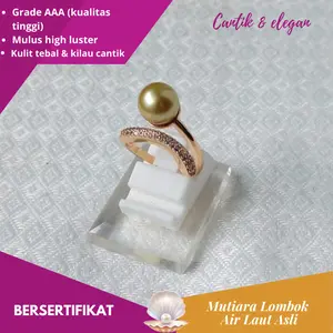 Cincin Mutiara Lombok Asli Air Laut Gold Grade AAA