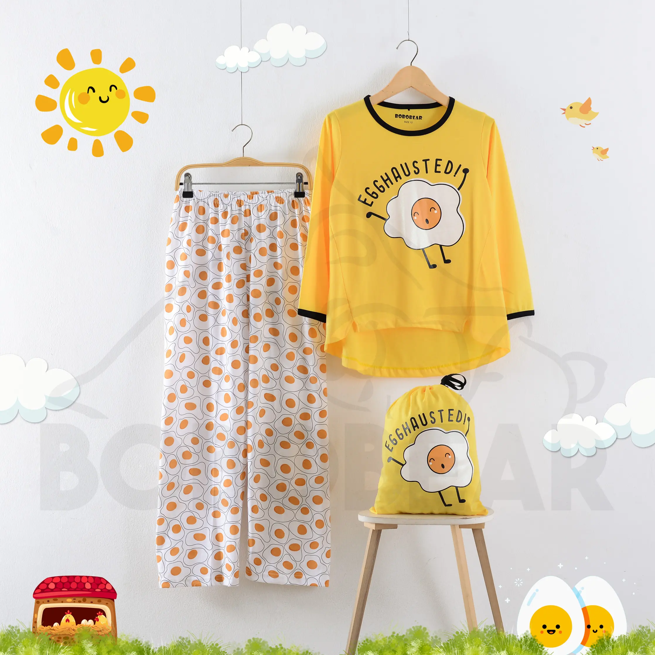 Bobobear Setelan Piyama Anak Perempuan Egghausted
