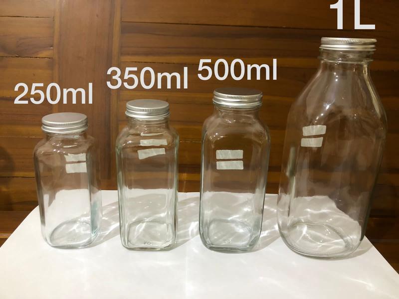 MW JAR Botol Kaca Model Square 250ml Tutup Aluminium untuk Kopi Susu ...
