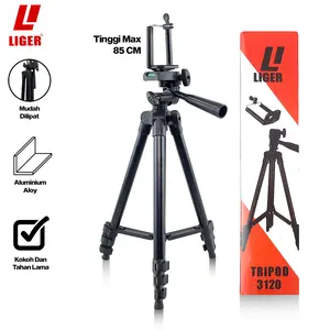 Tripod Liger L-3120 Black Edition 1 meter + Sarung dan Holder U Aluminium Camera Handphone