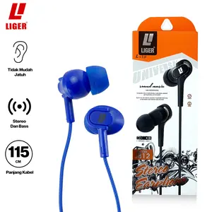 LIGER Handsfree headset earphone L-10 METAL stereo & bass Biru