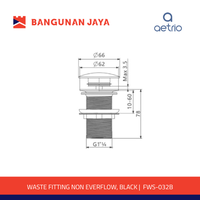 Gambar AETRIO WASTE FITTING NON OVERFLOW BLACK | FWS-032B dari Bangunan Jaya Online Kota Administrasi Jakarta Utara 2 Tokopedia