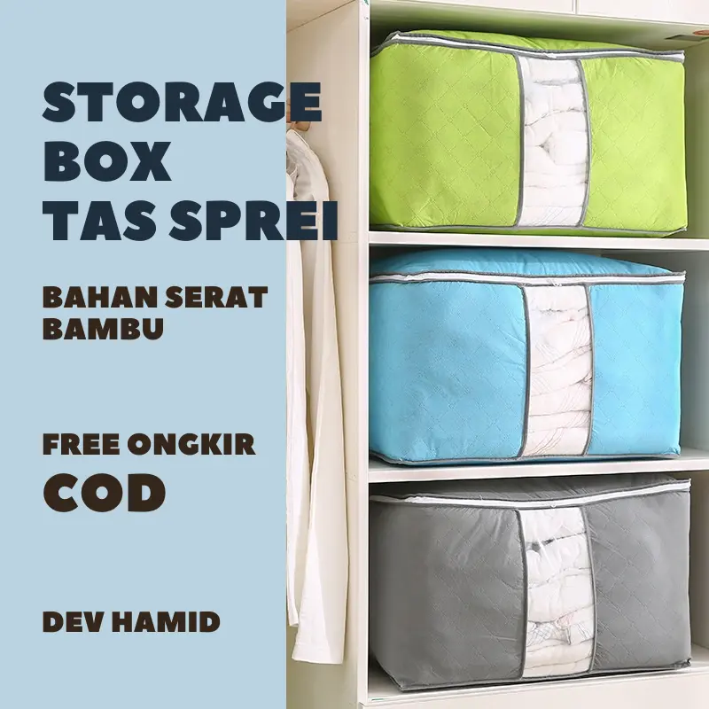 COD Tempat Penyimpanan Bed Cover Bamboo Storage Box Organizer Bag