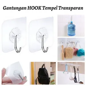 Gantungan HOOK Tempel Transparan Hanger Besi Cantelan Dinding Tembok