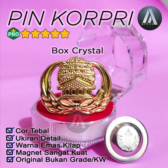 Gambar Pin KORPRI Magnet Peniti + Box Cepuk Kristal Bling Bling Premium 3CM dari Aykha Magnet Jakarta Kota Administrasi Jakarta Timur Tokopedia
