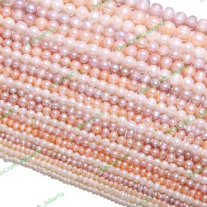 Mutiara Air Tawar Bulat uk 6 8mm/Mutiara Alam tidak beraturan