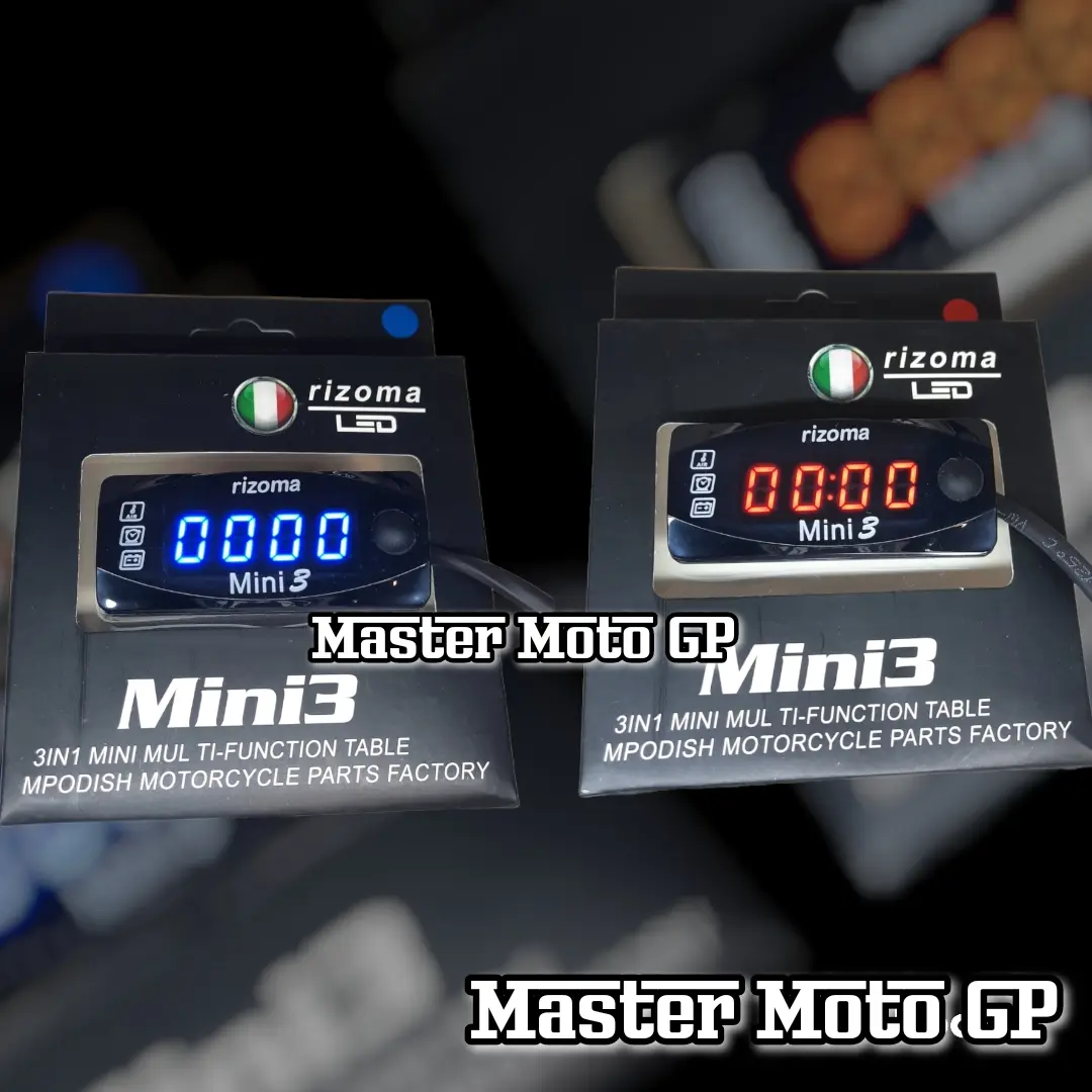 Volt meter Rizoma 3 in 1 volt meter jam suhu pengukur aki mini 3