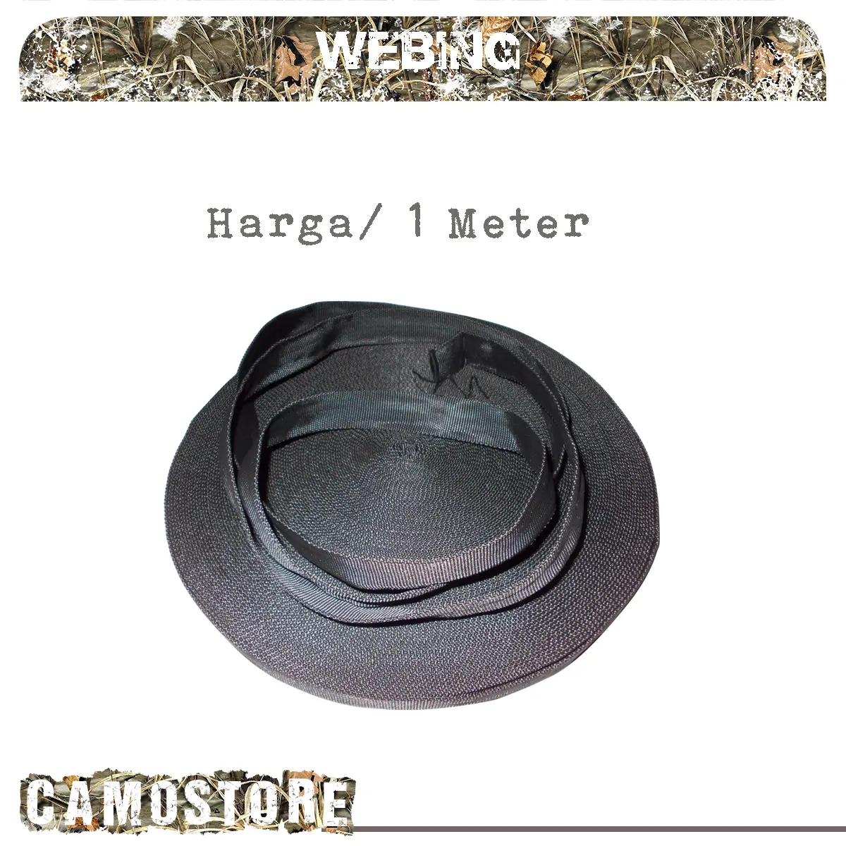 Tali Webbing Tubular per meter untuk harness, webbing hammock