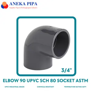 Elbow 90 UPVC Sch 80 Socket ASTM Size 3/4 Inch