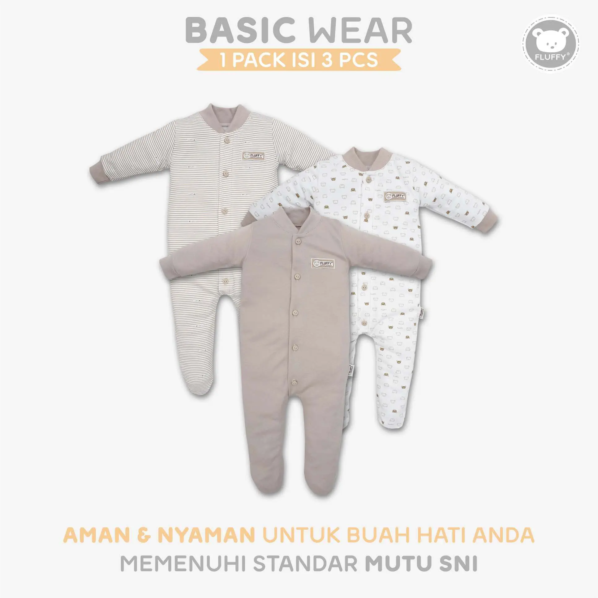 FLUFFY Sleepsuit Tutup Kaki (Isi 3Pcs) KDSK KKI S/M/L