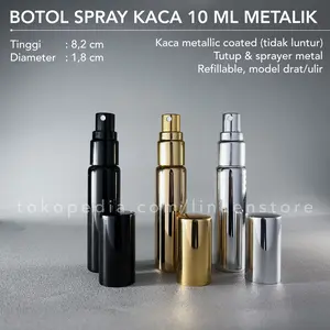 Botol Spray 10ml Kaca Metalik - Vial Parfum Isi Ulang Sprayer Metal