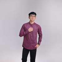 Gambar iNeat Plain Collarless Shirt Plum - Kemeja Polos Linen Pria - S dari iNeat Kota Administrasi Jakarta Timur 3 Tokopedia