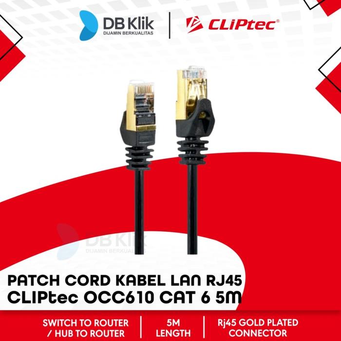 Gambar Patch Cord Kabel LAN RJ45 CLIPtec OCC610 Cat 6 5Meter - Cable UTP Cat6 dari DBklik Yogya Kab. Sleman Tokopedia