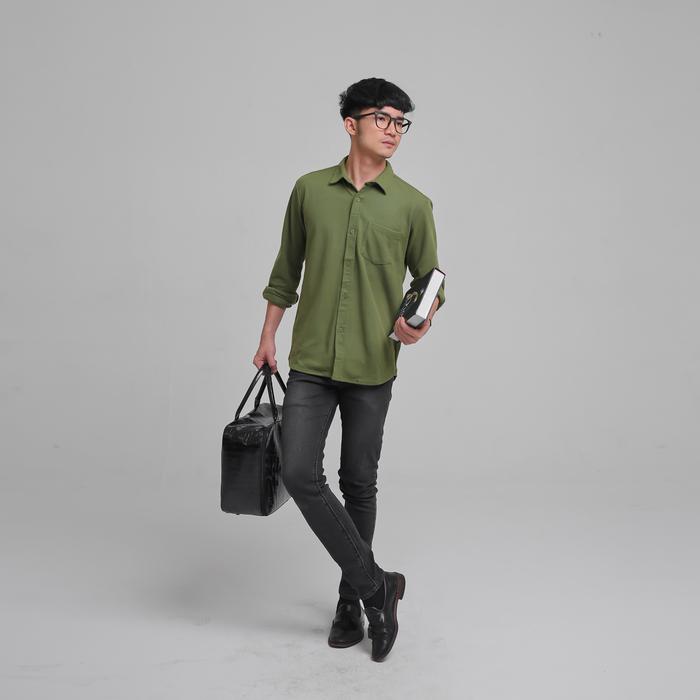 Gambar iNeat Kent Collar Green Long Sleeve Shirt - Kemeja Formal Berkerah - M dari iNeat Kota Administrasi Jakarta Timur Tokopedia