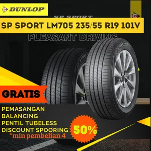 BAN MOBIL SUV MAZDA CX-5, HYUNDAI SANTA-FE, KIA SORENTO, HONDA CR-V, FORD EDGE, & AUDI Q5 PRIME DUNLOP SP SPORT LM705 235/55 R19
