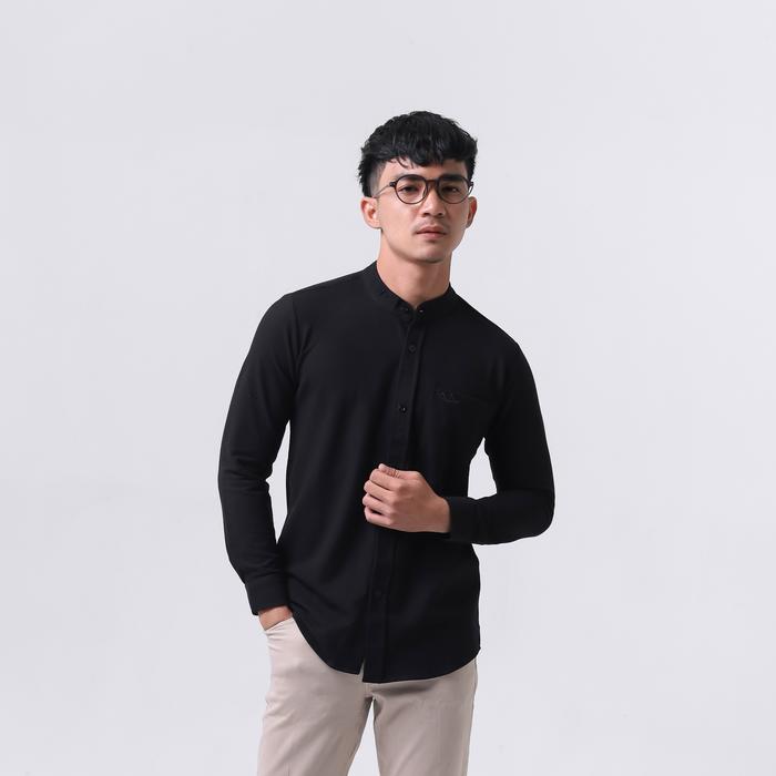 Gambar iNeat Kent Black Long Sleeve Slimfit Pique Shirt - XL dari iNeat Kota Administrasi Jakarta Timur Tokopedia