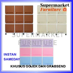 Supermarket Furniture Lemari Plastik Club Triple Flip 3 Susun 98x40x90cm Laci Serbaguna Anti Rayap & Bau Kualitas No 1